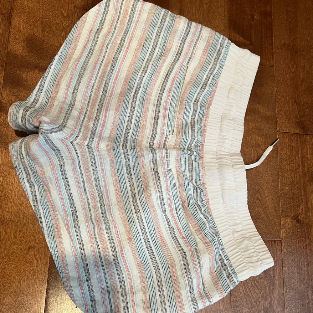 Athleta Cream Striped Shorts